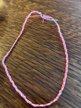 Kids Pink Braided Friendship Necklace - Unbranded